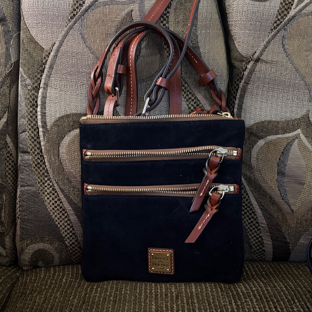 Dooney & Bourke Black and Brown Zip Crossbody